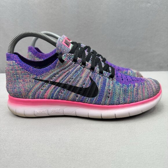 Nike Free RN Flyknit Womens Size 8 Shoes Multicolor Athletic Running Sneakers - Picture 1 of 8